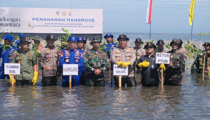 Pimpin Penanaman Pohon Mangrove Di Takalar, Kakorpolairud Baharkam Polri, Ajak Masyarakat Untuk Melestarikan 